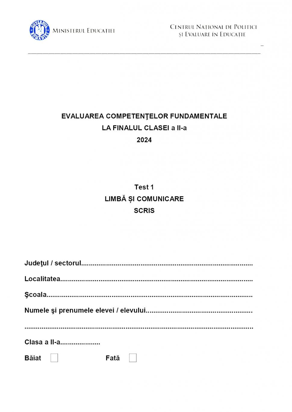 Subiectele la Limba română pentru Evaluare Națională 2024, clasa a II-a, au fost publicate 901961
