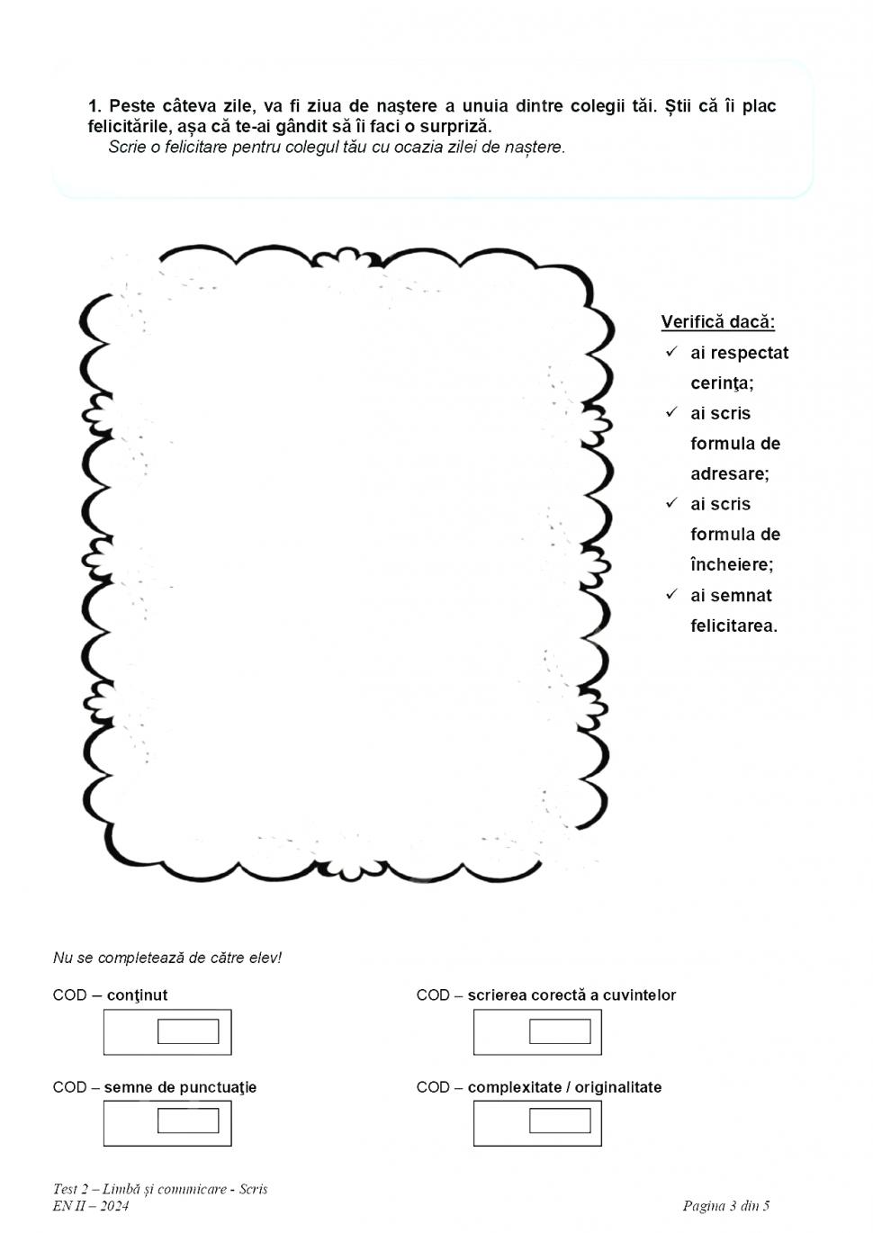 Subiectele la Limba română pentru Evaluare Națională 2024, clasa a II-a, au fost publicate 901966