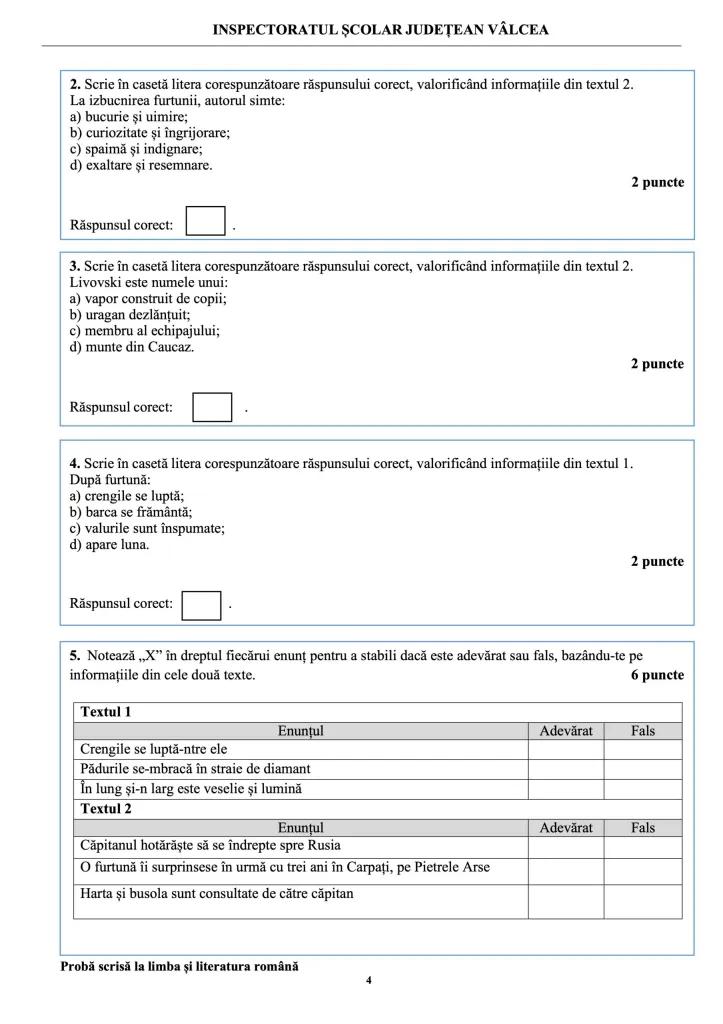 Teste de antrenament la Limba și literatura română pentru Evaluarea Națională 2024 907318