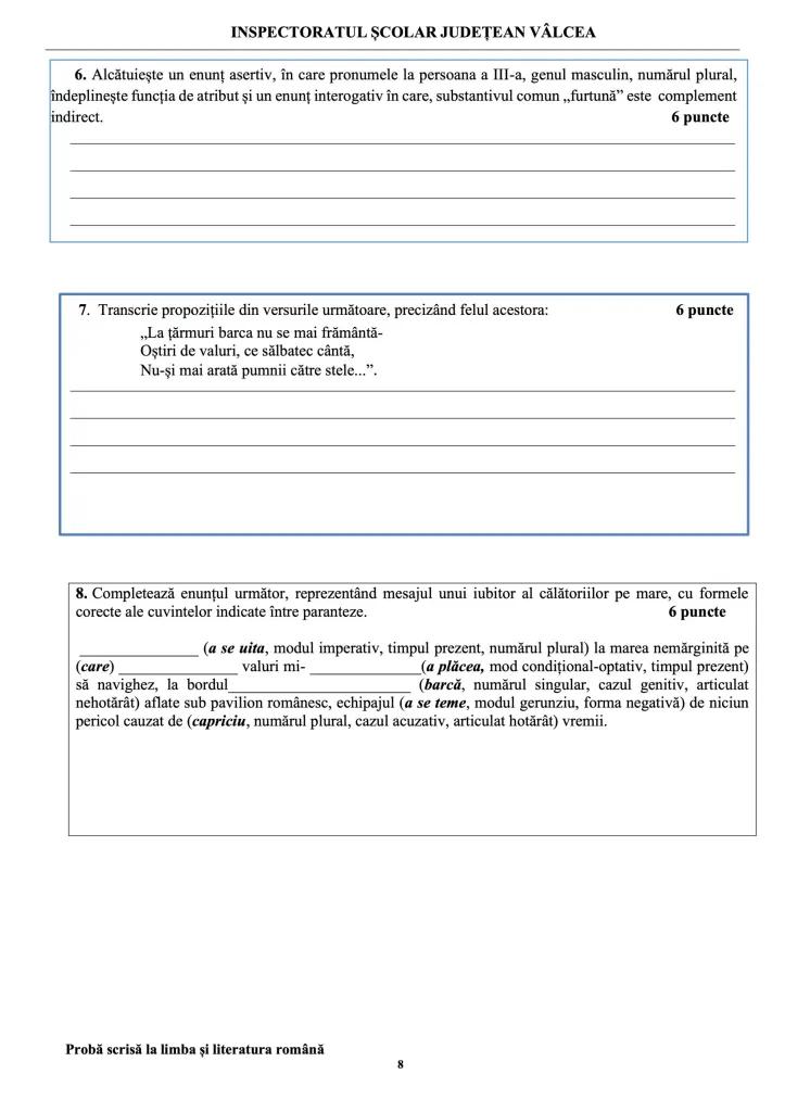 Teste de antrenament la Limba și literatura română pentru Evaluarea Națională 2024 907322