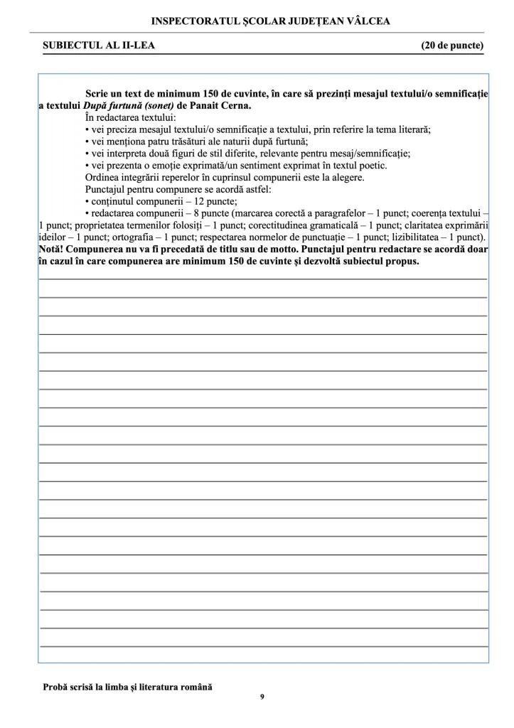 Teste de antrenament la Limba și literatura română pentru Evaluarea Națională 2024 907323