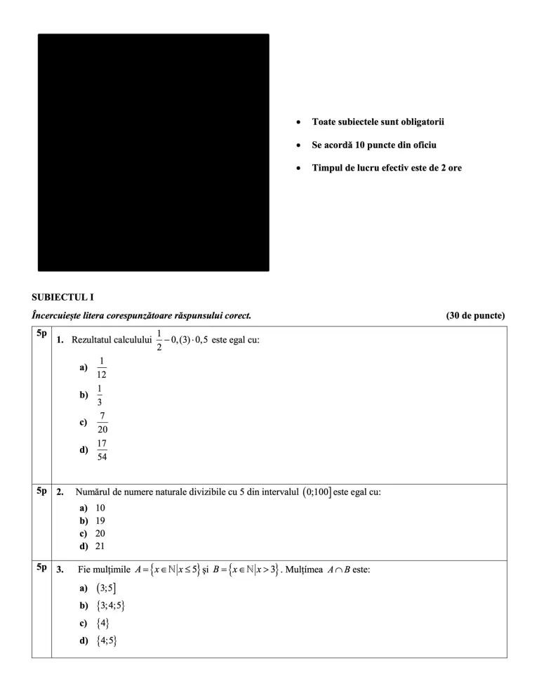 Teste de antrenament la Matematică pentru Evaluarea Națională 2024 907337