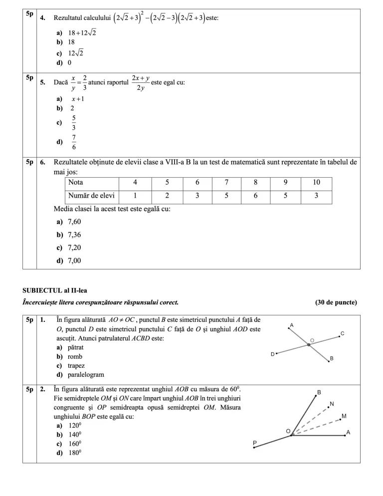Teste de antrenament la Matematică pentru Evaluarea Națională 2024 907338
