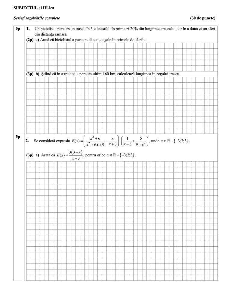 Teste de antrenament la Matematică pentru Evaluarea Națională 2024 907340