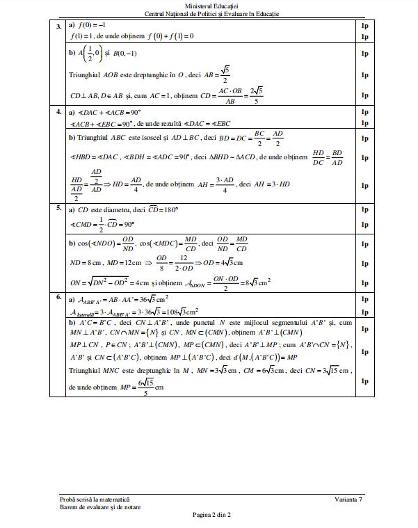 Subiectele şi baremul de corectare la Matematică de la Evaluarea Națională 2024. Ce au primit elevii la examen 909678