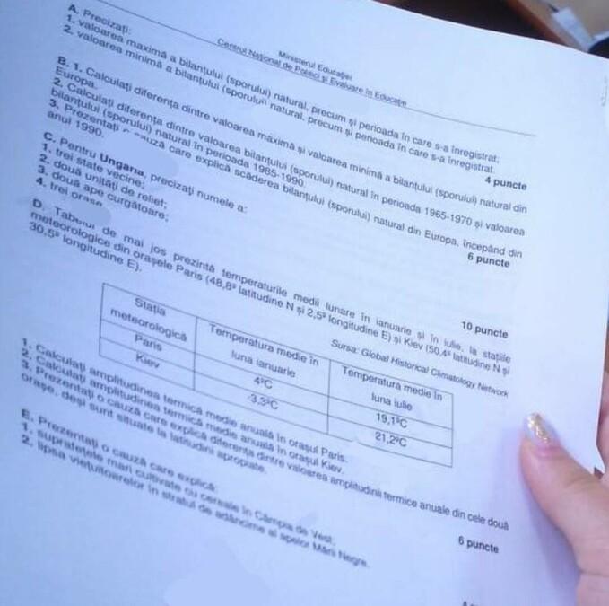 Subiectele la Geografie, de la Bacalaureat 2024, au ajuns pe internet la puțin timp după accesul în sălile de examen 911014