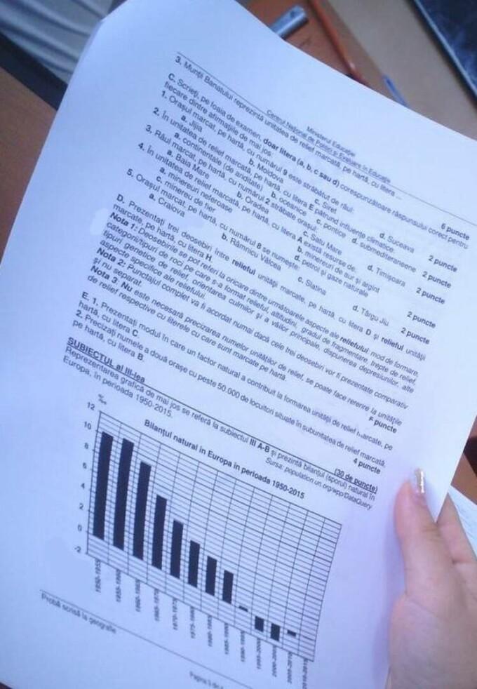 Subiectele la Geografie, de la Bacalaureat 2024, au ajuns pe internet la puțin timp după accesul în sălile de examen 911015