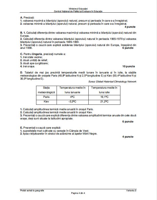 Subiectele la Geografie de la Bacalaureat 2024. Ce au primit elevii la examen 911232