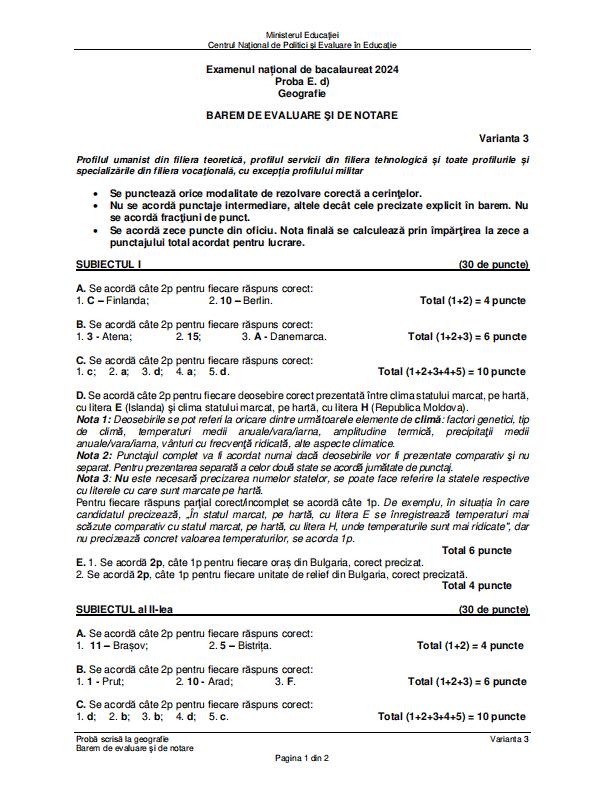 Subiectele la Geografie de la Bacalaureat 2024. Ce au primit elevii la examen 911233