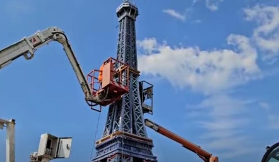 O copie a Turnului Eiffel, realizată cu o imprimantă 3D din 1,3 tone de deșeuri, a devenit simbolul schimbărilor climatice la JO 2024 914294