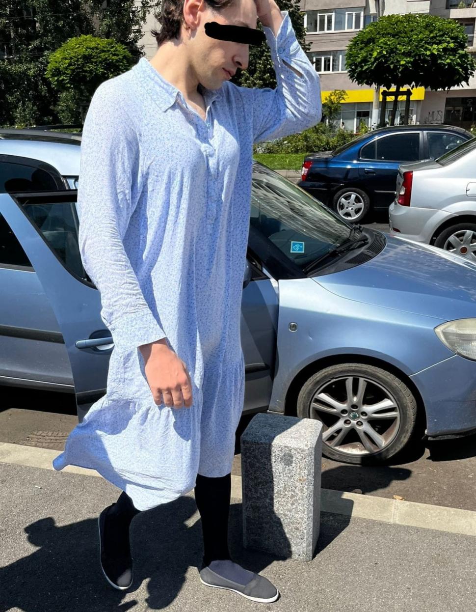 Un bărbat deghizat în femeie cerşea în Bucureşti. Avea maşina alături şi din banii primiţi de la trecători îşi plătea chiria 917224