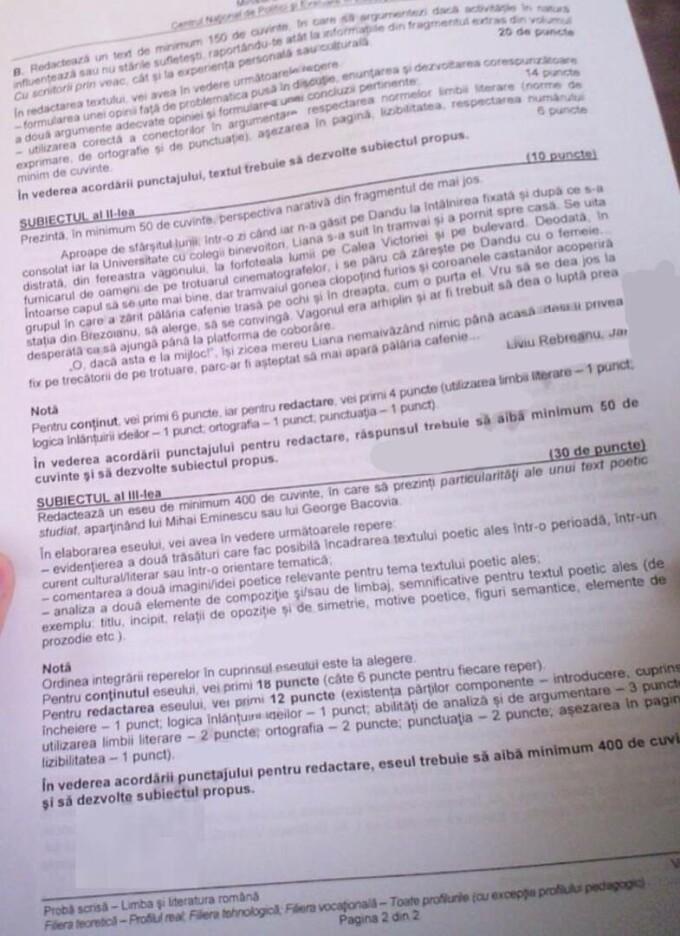 Subiecte şi barem la Română Bac 2024, sesiunea de toamnă. Poezie de Eminescu sau Bacovia la subiectul III, profil real 918211