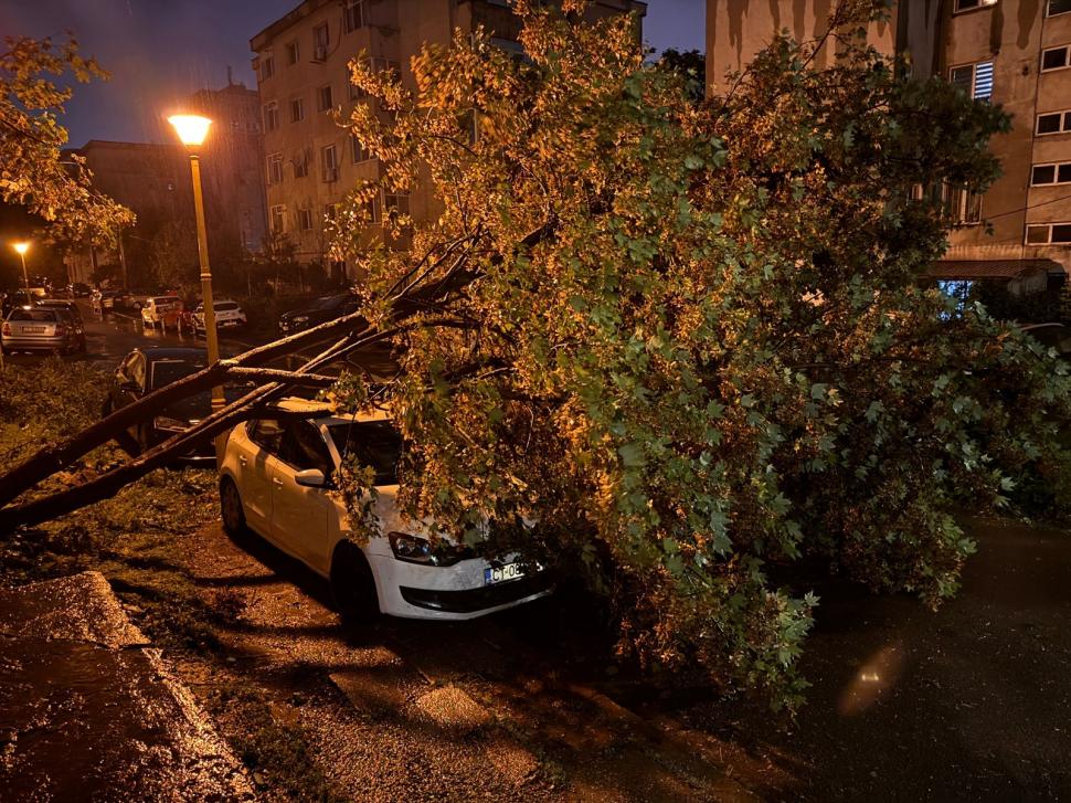 Cod roșu de ploi torențiale în Constanța. Mesaj RO-Alert: „Evitați deplasările”. Străzi inundate, copaci rupți și mașini avariate 926228
