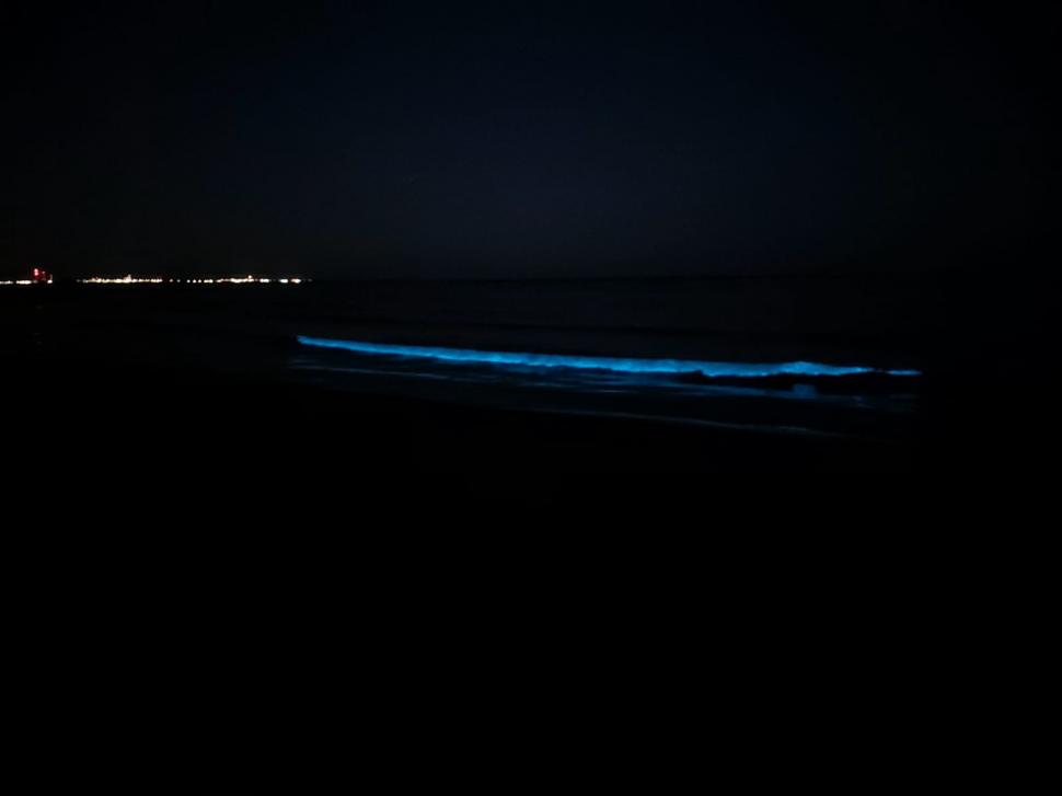 Imagini spectaculoase cu valurile fosforescente de la malul Mării Negre. Fenomenul de bioluminiscență a fost surprins la Constanța 930400