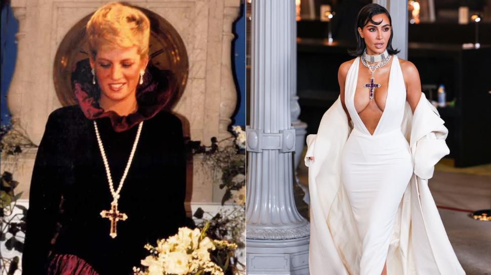 Kim Kardashian a stârnit controverse cu decolteul, după ce a ieșit prima dată în public purtând crucifixul preferat al Prințesei Diana 933363