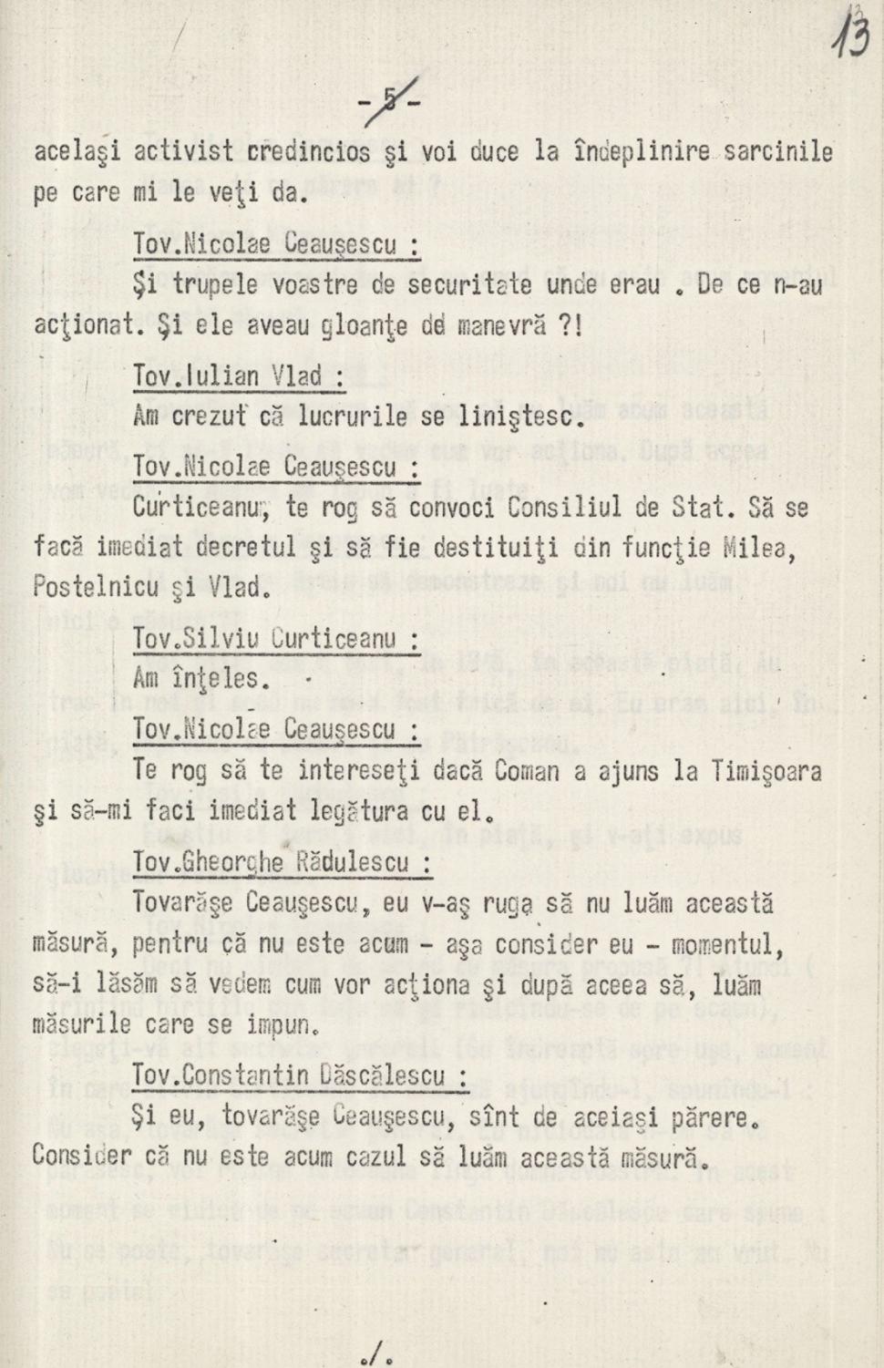 35 de ani de la căderea comunismului. Stenograme cu ordinele lui Ceaușescu la evenimentele din 16-20 decembrie 1989 de la Timişoara 941305