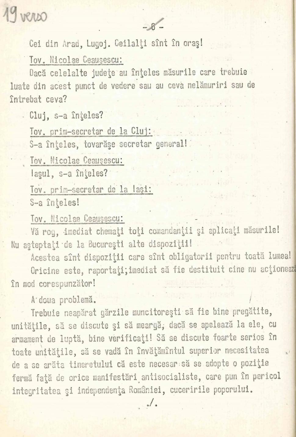 35 de ani de la căderea comunismului. Stenograme cu ordinele lui Ceaușescu la evenimentele din 16-20 decembrie 1989 de la Timişoara 941314