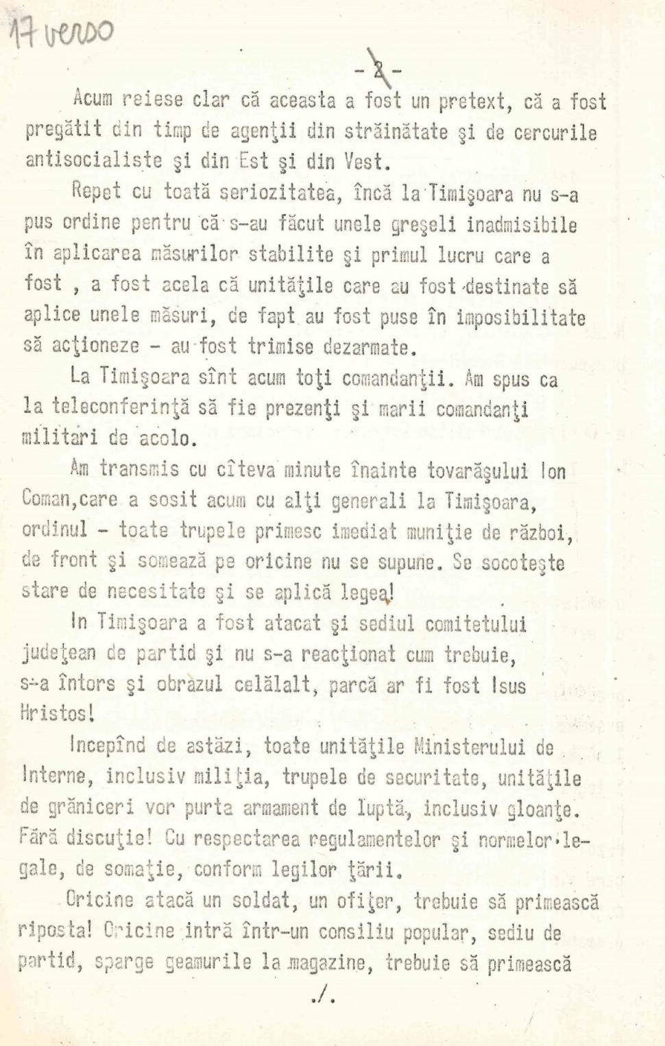 35 de ani de la căderea comunismului. Stenograme cu ordinele lui Ceaușescu la evenimentele din 16-20 decembrie 1989 de la Timişoara 941318