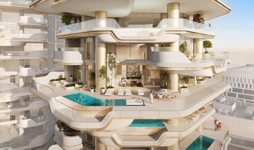 Imagini spectaculoase cu doi zgârie-nori, conectați printr-o piscină suspendată, în Dubai 945561