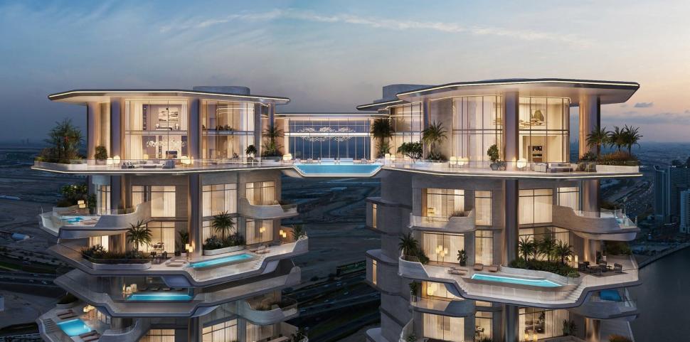 Imagini spectaculoase cu doi zgârie-nori, conectați printr-o piscină suspendată, în Dubai 945565