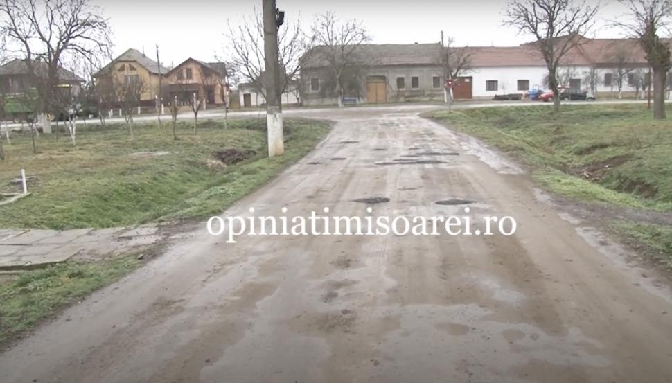 Sătul să aștepte după reparațiile primăriei, un bărbat din Timiș a astupat singur cu asfalt gropile de pe un drum de pământ 947208