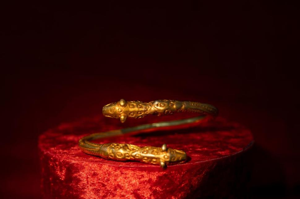 Descoperire arheologică valoroasă: 100 de bijuterii din aur cu leoparzi și tigri au fost găsite într-un mormânt vechi de 2.400 de ani 951632