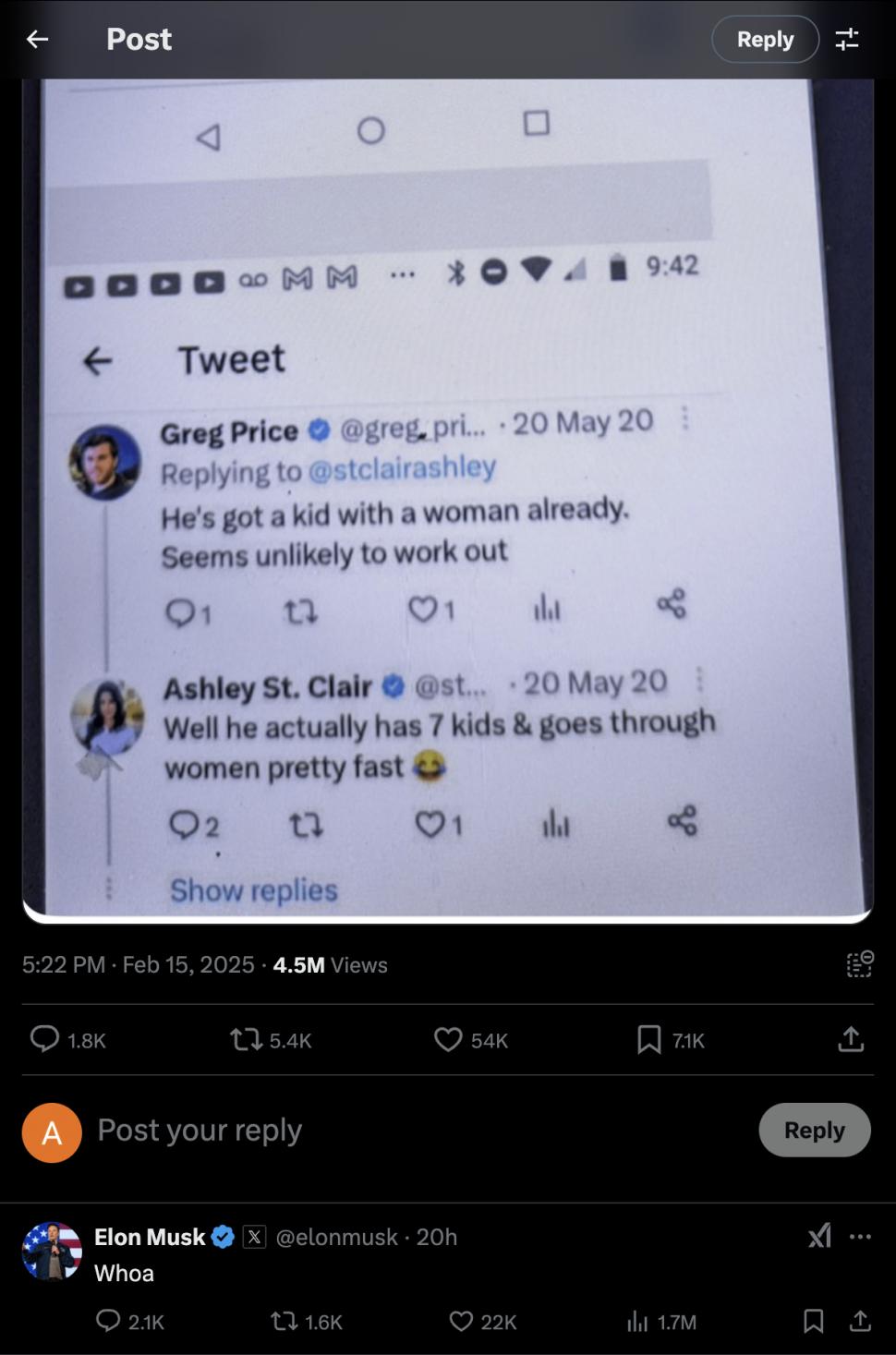 Prima reacție a lui Elon Musk după ce o influenceriță MAGA a anunțat că i-a născut cel de-al 13-lea copil 952577