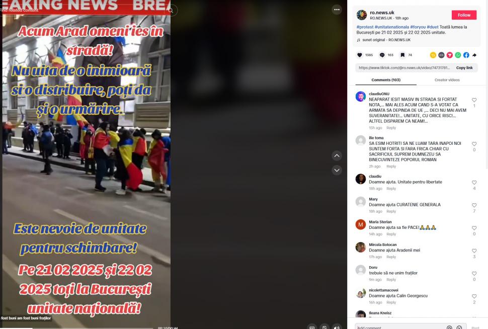 Val de instigări la violență pe Tik Tok pentru protestul de sâmbătă. Susținătorii lui Călin Georgescu cheamă la ”vărsare de sânge”  953444