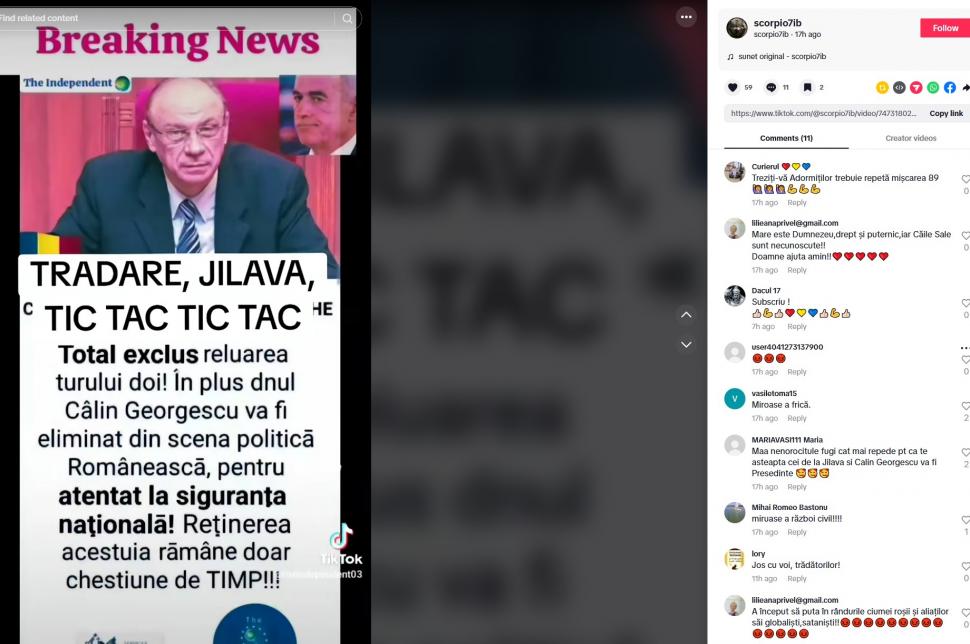 Val de instigări la violență pe Tik Tok pentru protestul de sâmbătă. Susținătorii lui Călin Georgescu cheamă la ”vărsare de sânge”  953453