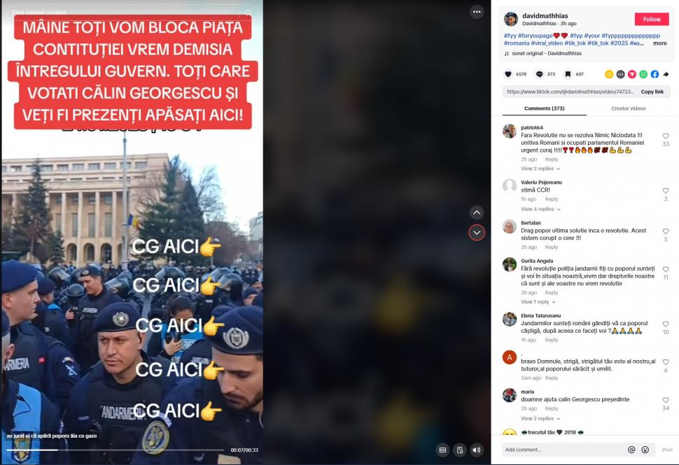 Val de instigări la violență pe Tik Tok pentru protestul de sâmbătă. Susținătorii lui Călin Georgescu cheamă la ”vărsare de sânge”  953460