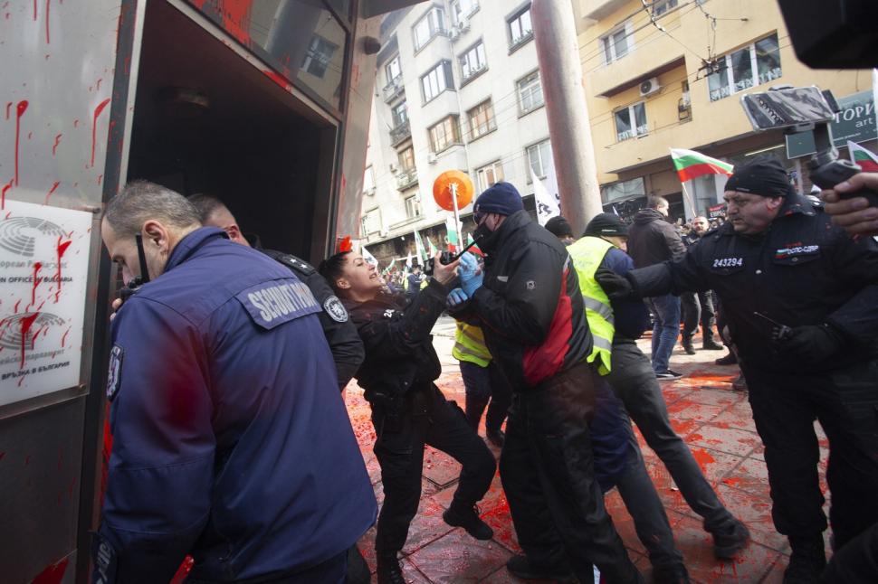 Proteste violente anti-UE în Bulgaria. Susținătorii unui partid pro-rus au incendiat reprezentanța Comisiei Europene la Sofia 953769