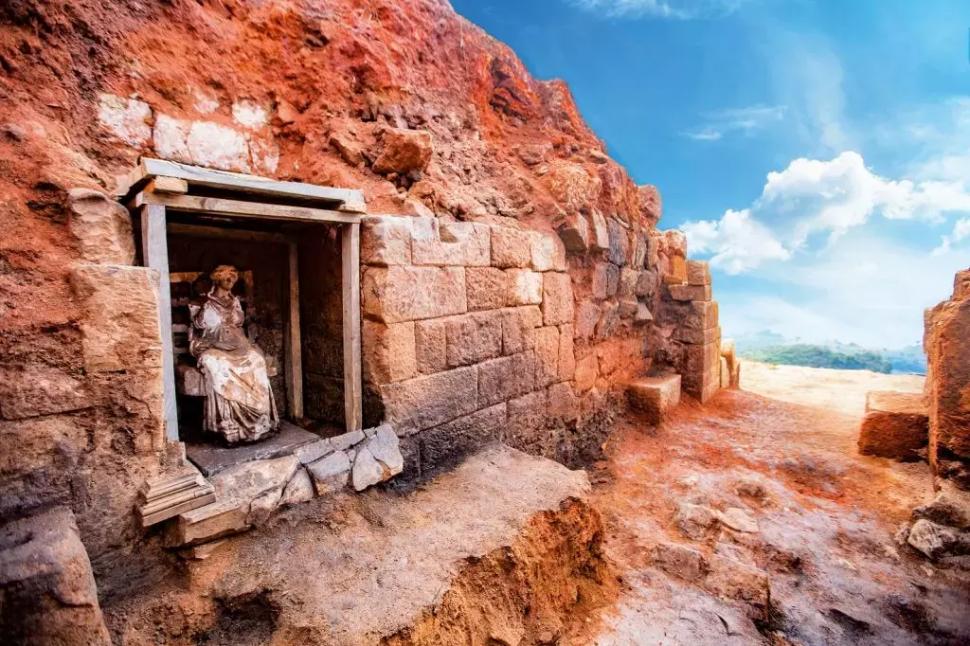 Descoperire arheologică rară „in situ” : O statuie de marmură veche de 2.100 de ani a zeiței Cybele a fost găsită într-un castel antic 956588