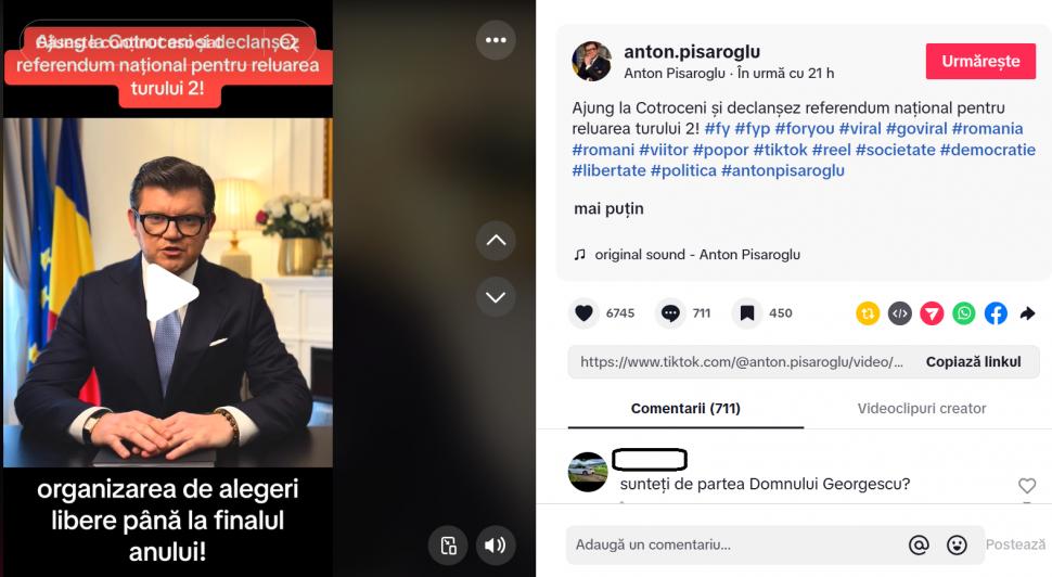 Boții lui Pisaroglu, împărțiți între „Doamne ajută”, Călin Georgescu și George Simion 957673