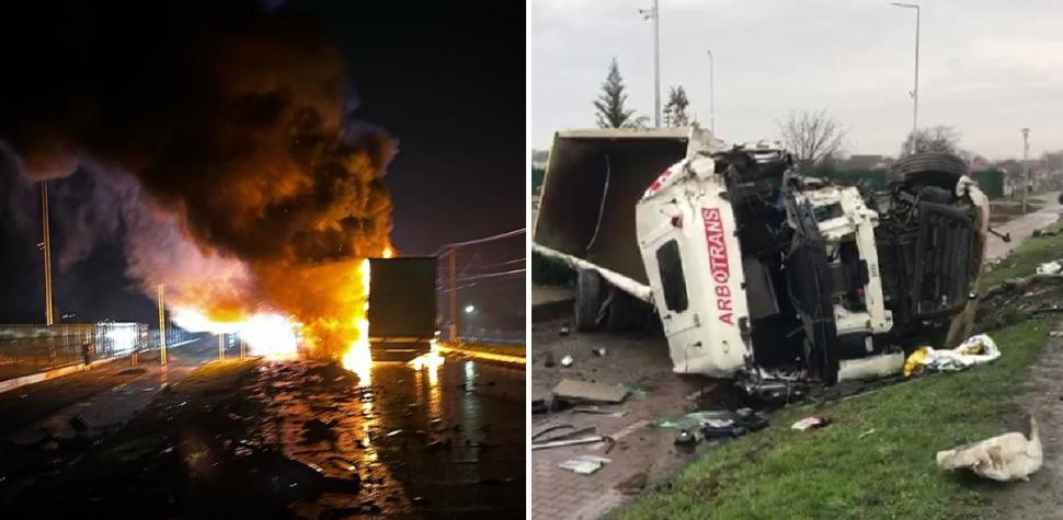 Accident grav în Arad: Un autotren şi o basculantă s-au ciocnit pe DN 7. Ambii șoferi au murit 960514