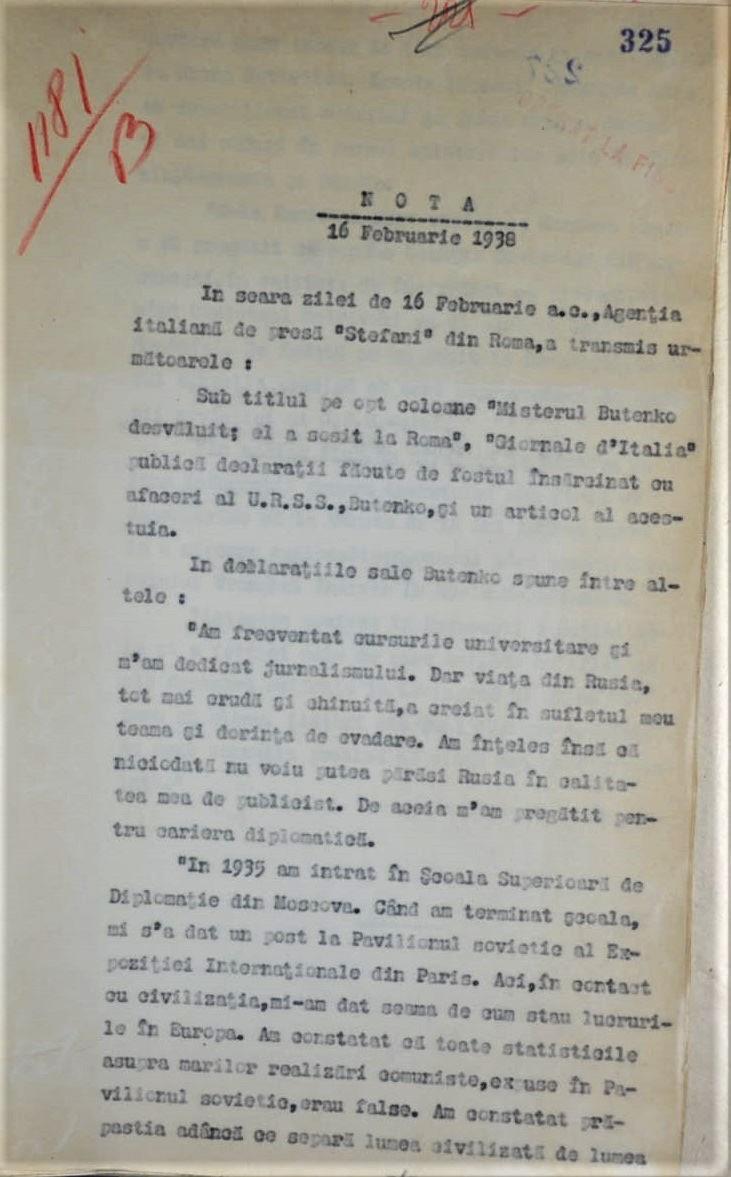 SRI a desecretizat documente din „Afacerea Butenko”: „Tratarea eronată a situaţiei ar fi putut conduce la un nou Sarajevo” 960634