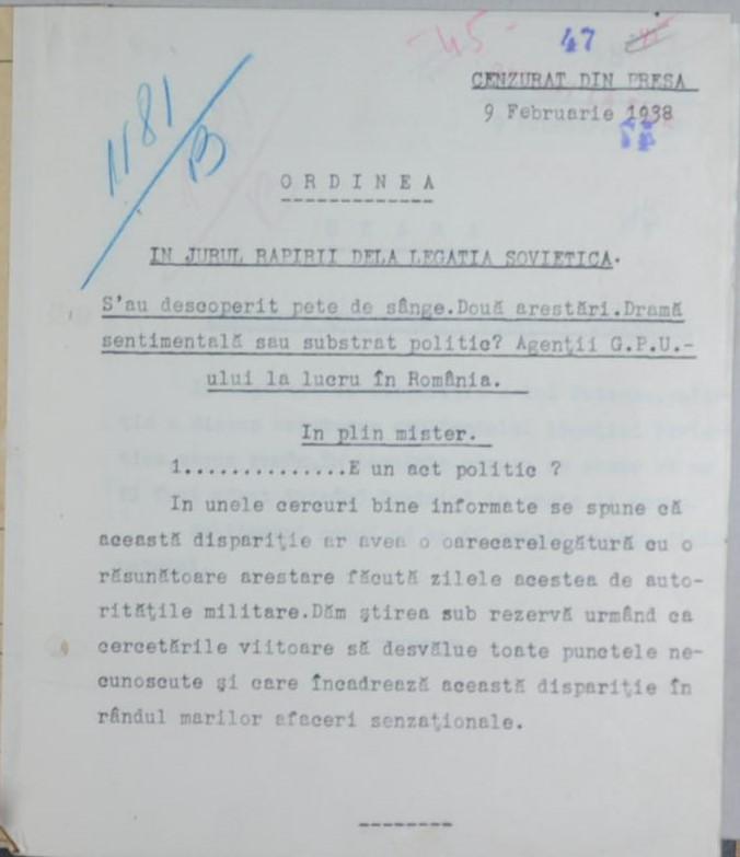SRI a desecretizat documente din „Afacerea Butenko”: „Tratarea eronată a situaţiei ar fi putut conduce la un nou Sarajevo” 960637