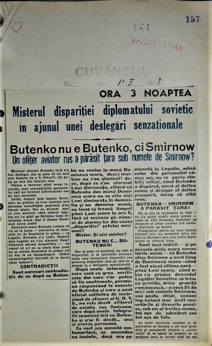 SRI a desecretizat documente din „Afacerea Butenko”: „Tratarea eronată a situaţiei ar fi putut conduce la un nou Sarajevo” 960644