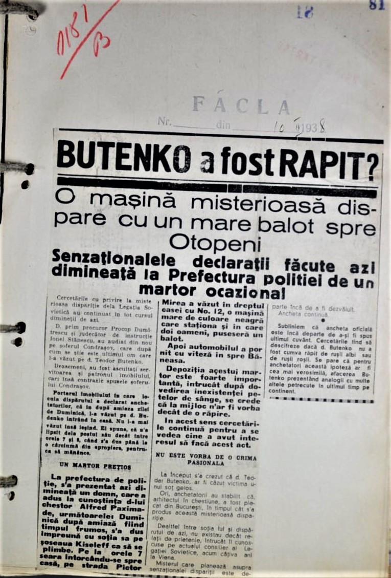 SRI a desecretizat documente din „Afacerea Butenko”: „Tratarea eronată a situaţiei ar fi putut conduce la un nou Sarajevo” 960646