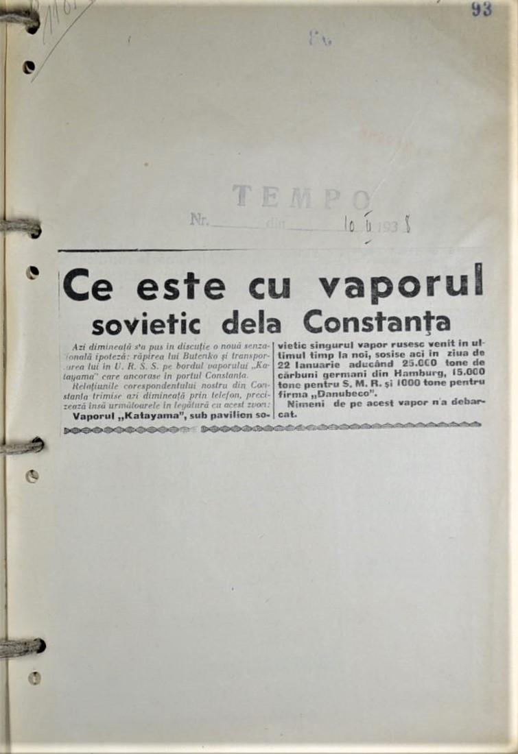 SRI a desecretizat documente din „Afacerea Butenko”: „Tratarea eronată a situaţiei ar fi putut conduce la un nou Sarajevo” 960656