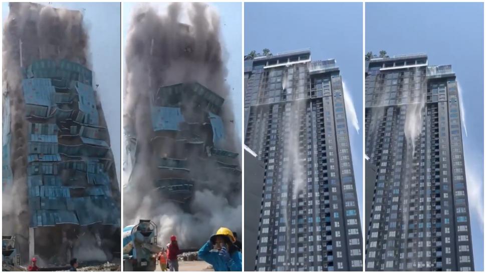 Momentul în care un zgârie nori din Bangkok se prăbușește după cutremurul de 7,7. Piscinele de pe hoteluri s-au revărsat în stradă 960849