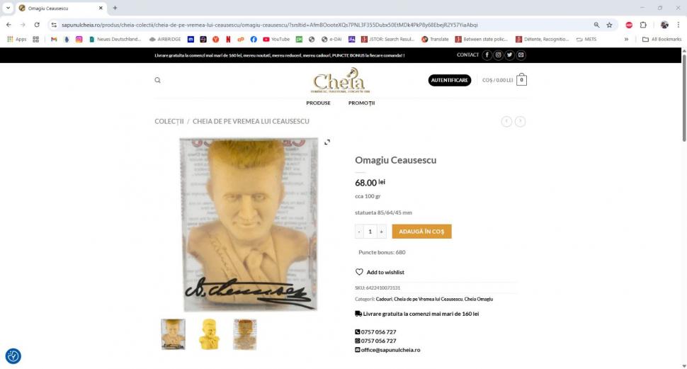 Un săpun ştanţat cu figura lui Nicolae Ceauşescu, vândut online sub denumirea "omagiu Ceauşescu". A fost depus un denunţ penal 962615