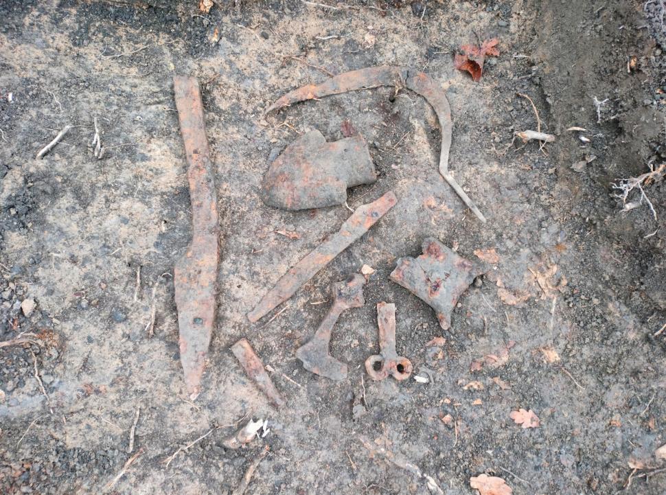 Un profesor a găsit arme şi unelte agricole de fier din perioada medievală într-o pădure din Prahova 963654