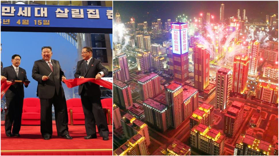 Kim Jong Un a inaugurat cu focuri de artificii cartierul de zgârie-nori din Phenian unde lifturile nu merg pentru că nu este curent 965407
