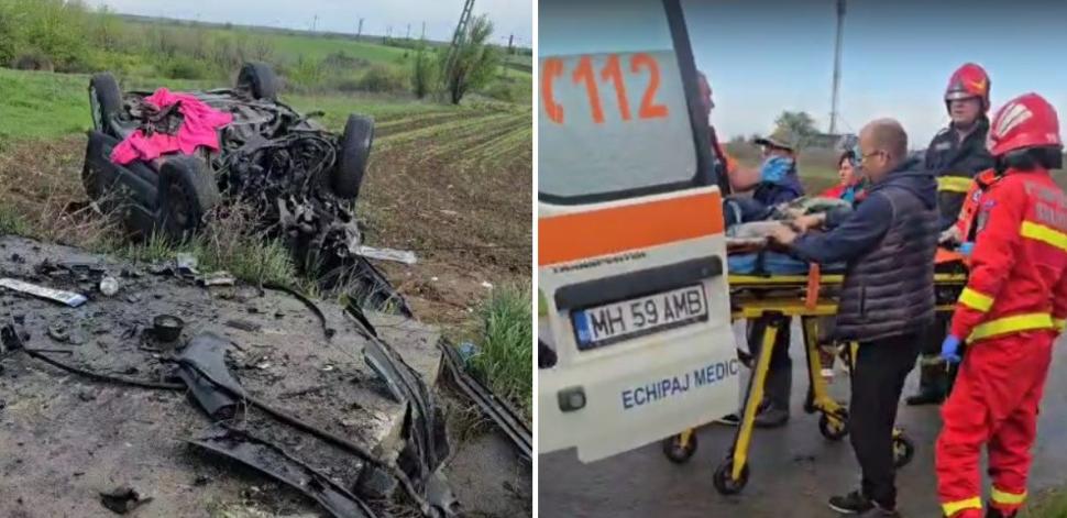 Accident grav, cu trei victime, în Mehedinţi, după ce o șoferiță de 19 ani s-a izbit violent cu mașina de un cap de pod 966334
