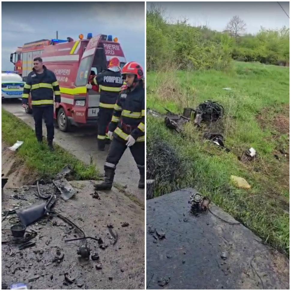 Accident grav, cu trei victime, în Mehedinţi, după ce o șoferiță de 19 ani s-a izbit violent cu mașina de un cap de pod 966336