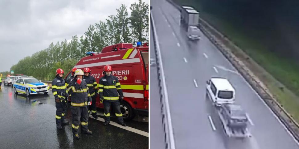 Accident grav pe autostrada A1, lângă Arad. Două microbuze s-au lovit. Momentul a fost surprins de camerele video. Sunt peste 10 răniţi 972850