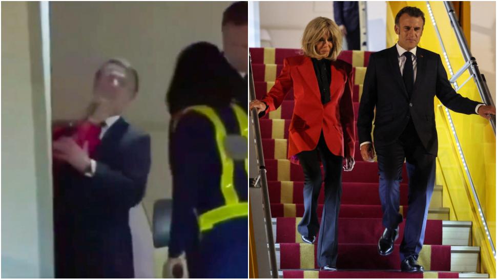 Un video viral în care pare că Brigitte îl lovește pe Emmanuel Macron este explicat de Palatul Elysee: ”Un moment de apropiere” 975421