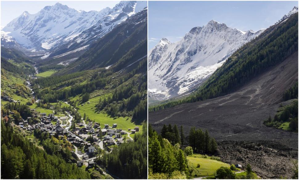 Imagini incredibile cu satul înghițit de o avalanșă de noroi, după ce un ghețar uriaș s-a rupt  976427