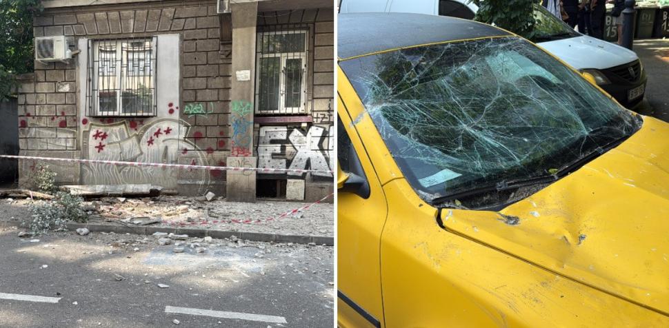 Balconul unui bloc din Bucureşti s-a prăbuşit peste o maşină parcată. Doar o minune a făcut ca nimeni să nu fie rănit 978816