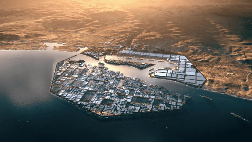 Imagini din satelit arată progrese uriașe la portul Oxagon, locație strategică pentru mega-proiectul NEOM din Arabia Saudită 979587